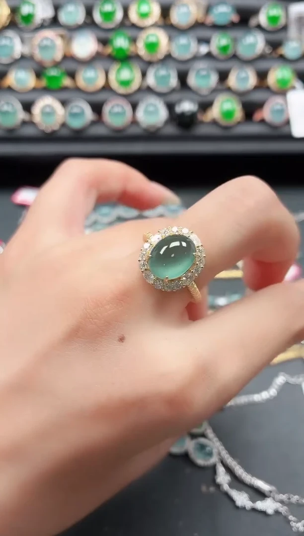 翡翠戒指银S925镶嵌111111