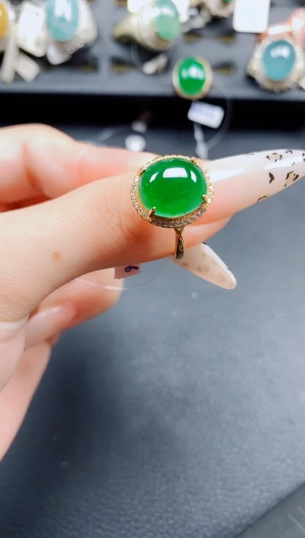 银S925镶嵌戒指翡翠翡翠