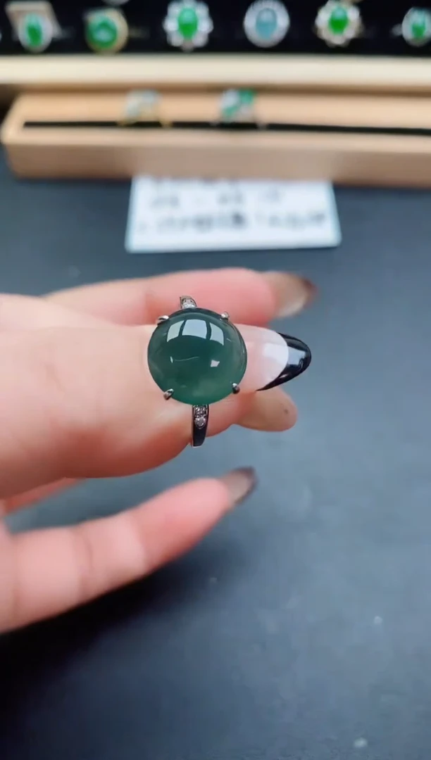 银S925镶嵌戒指翡翠058