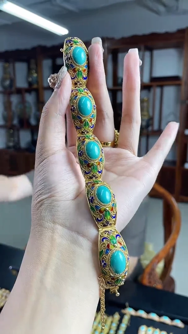 非遗手工花丝镶嵌镯子