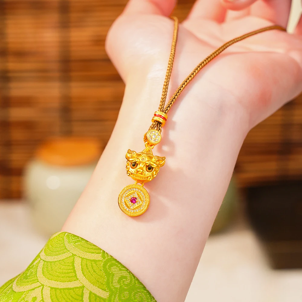 铜合金吊坠 招财貔休吊坠项链转珠珠新中式