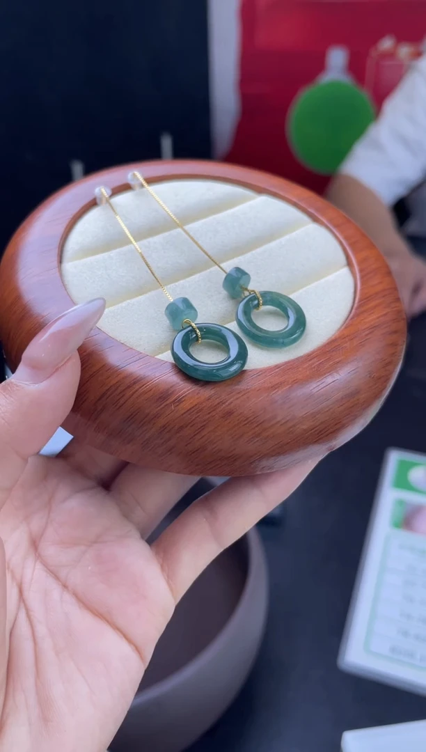 【闪购商品】翡翠耳饰银S925镶嵌W500-2125653T多样性发一