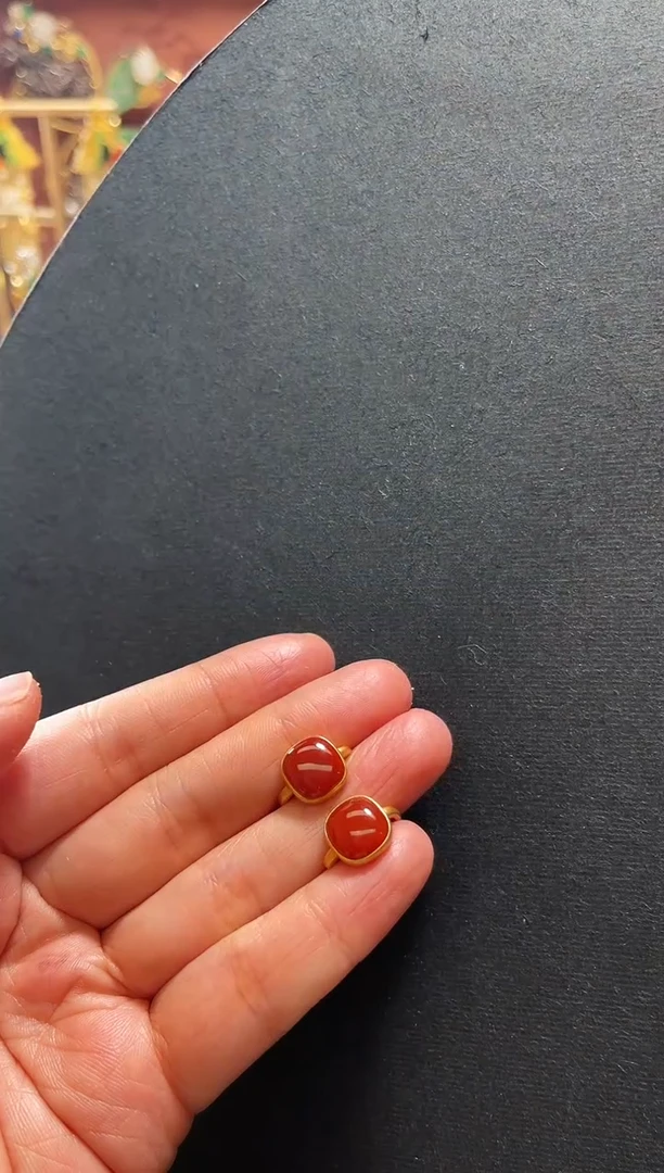 【闪购商品】南红玛瑙耳饰18K金镶嵌支持48小时鉴赏