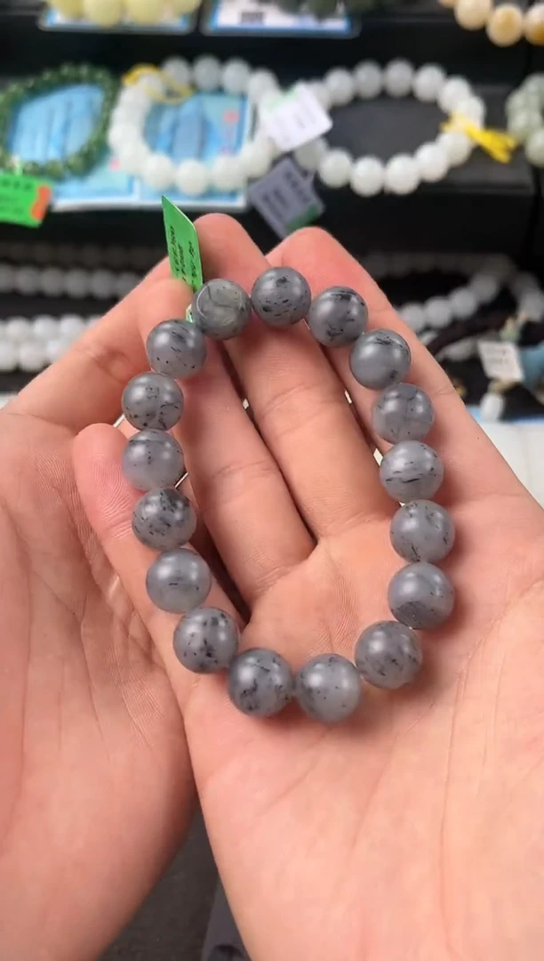 【闪购商品】和田玉手串未镶嵌于田青花手串卡12微色差