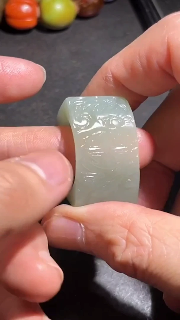 未镶嵌戒指和田玉（青玉）pz260103-34扳指