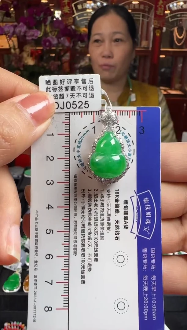 【闪购商品】翡翠颈饰18K金镶嵌DJ0525冰绿葫芦