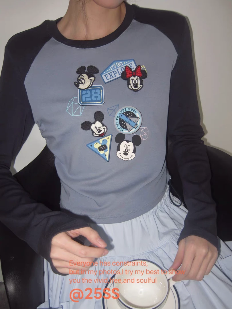 【F-fang】KIMSS  设计师款甜辣收腰女小众设计师款美式复古T恤