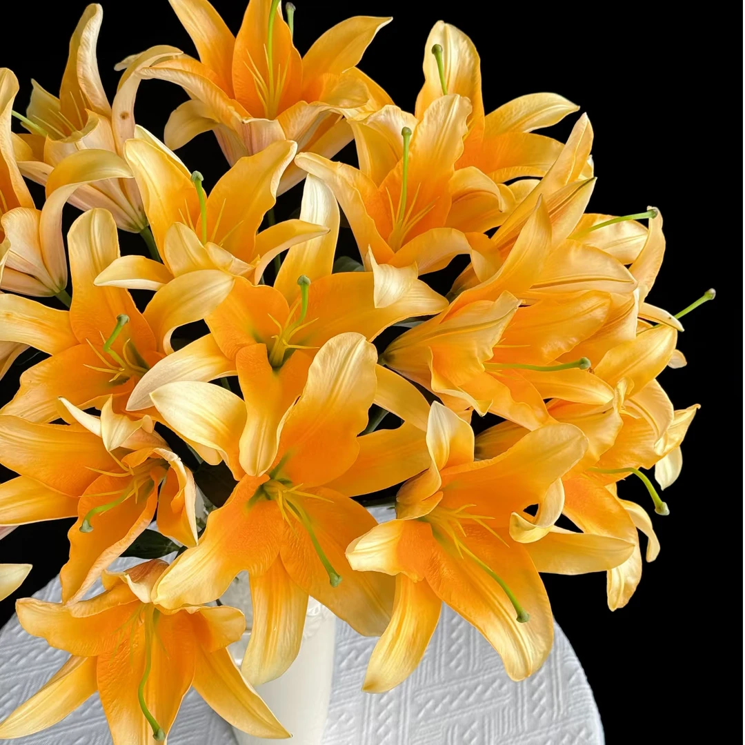 晚霞百合  黄色百合  一头4支4朵  鲜花批发花店摆摊鲜花基地