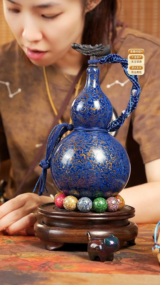 WP169漆艺酒葫芦不包手串及旋转底座