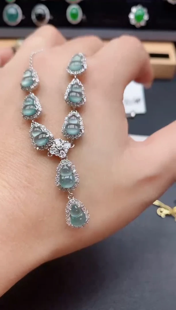 套链银S925镶嵌翡翠1