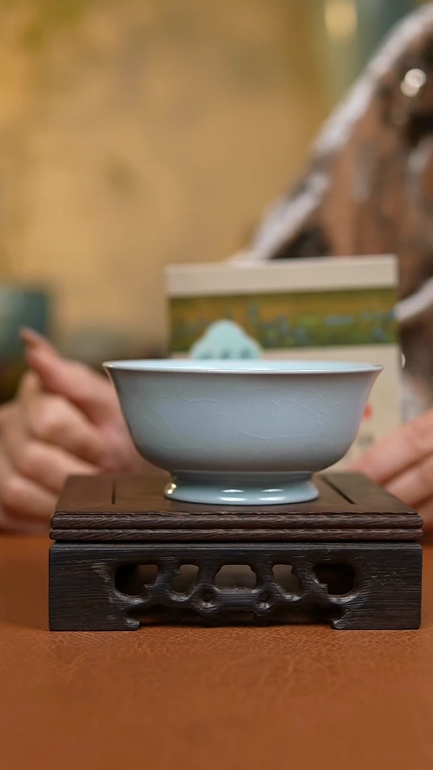 杯仿古月白故宫碗杯一级礼盒