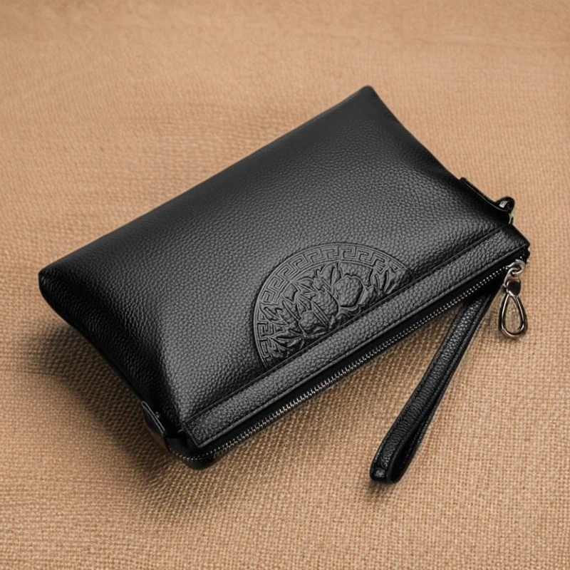 男士真皮信封包牛皮大容量百搭手拿包手夹包长款潮流男包