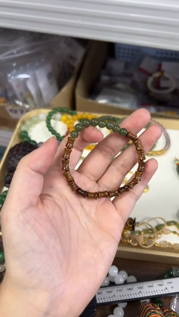 手串库克未镶嵌库克竹节和田玉湖水绿手链[2183]