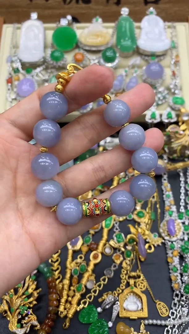 足金镶嵌手链翡翠520-中国好珍宝