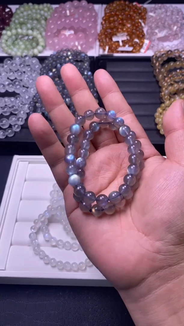 手链未镶嵌拉长石8mm高品灰月光（多样性发货，发其一）