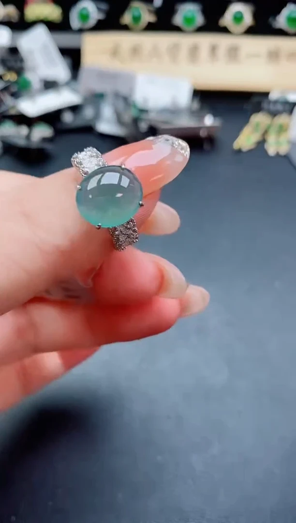银S925镶嵌戒指翡翠1