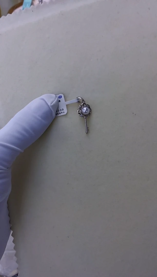 银S925镶嵌akoya海水珍珠吊坠5-6mm