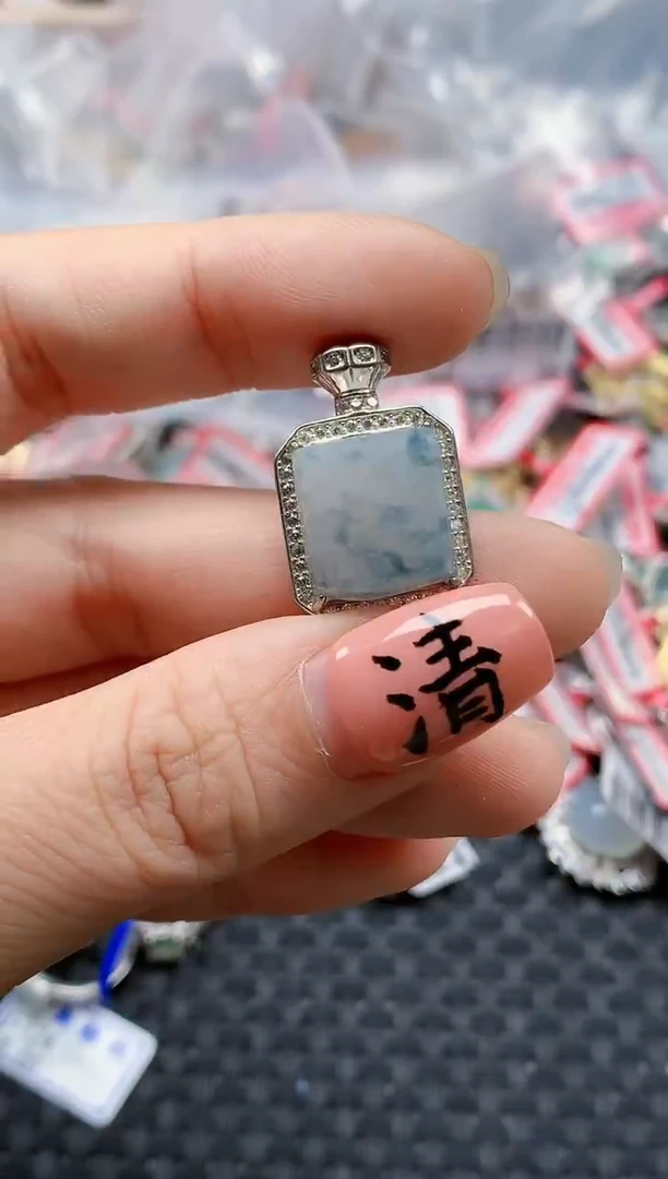 银S925镶嵌戒指翡翠天然A货缅甸翡翠