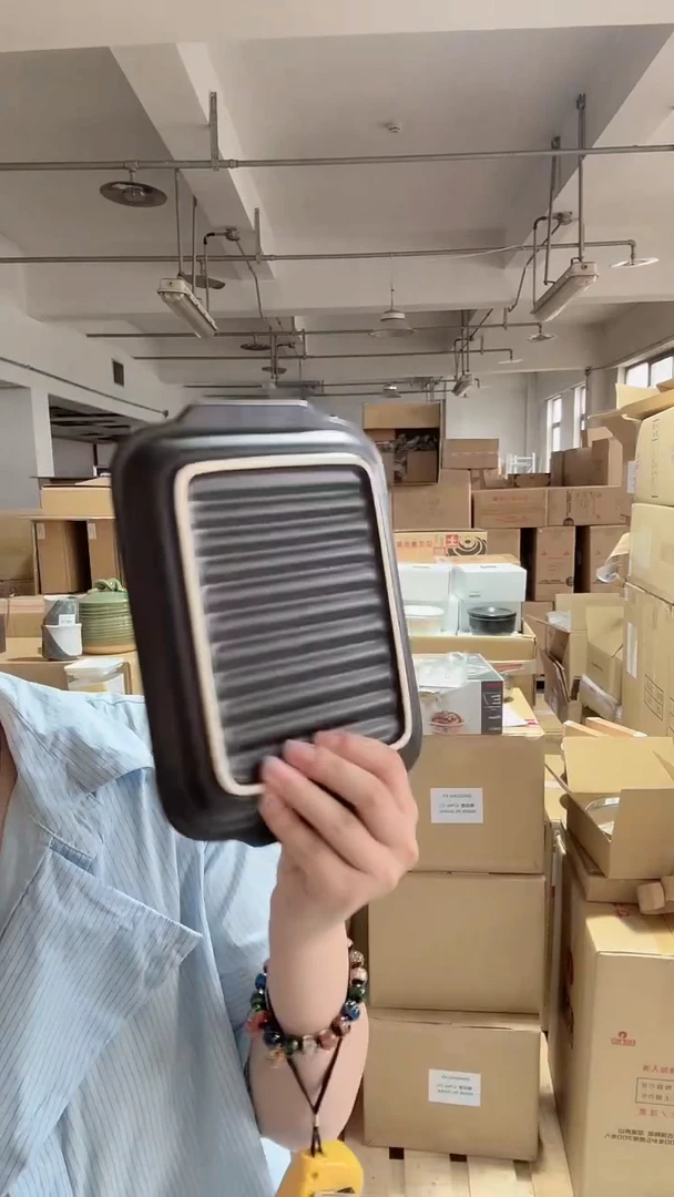 木万古烧 黑色条纹陶板