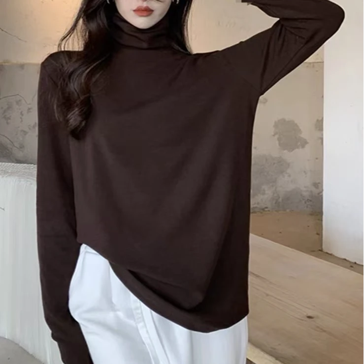 青青家 时尚百搭高领气质显瘦打底衫-6526