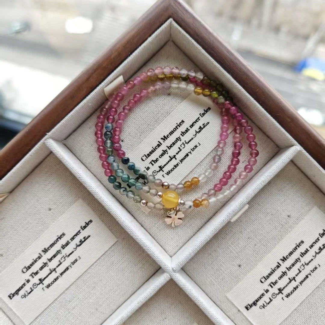 【桃鑫鑫珠宝F-11008】天然碧玺多圈手链多样性发货发其一