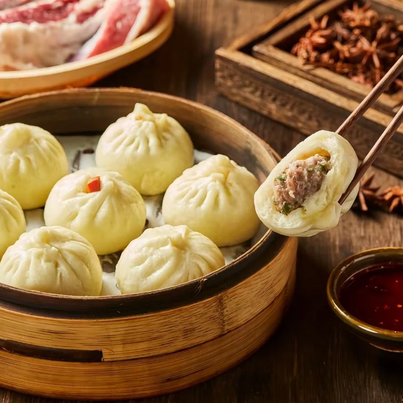 【顺丰包邮】生态黑毛土猪茶树菇肉包子新鲜味美肉鲜