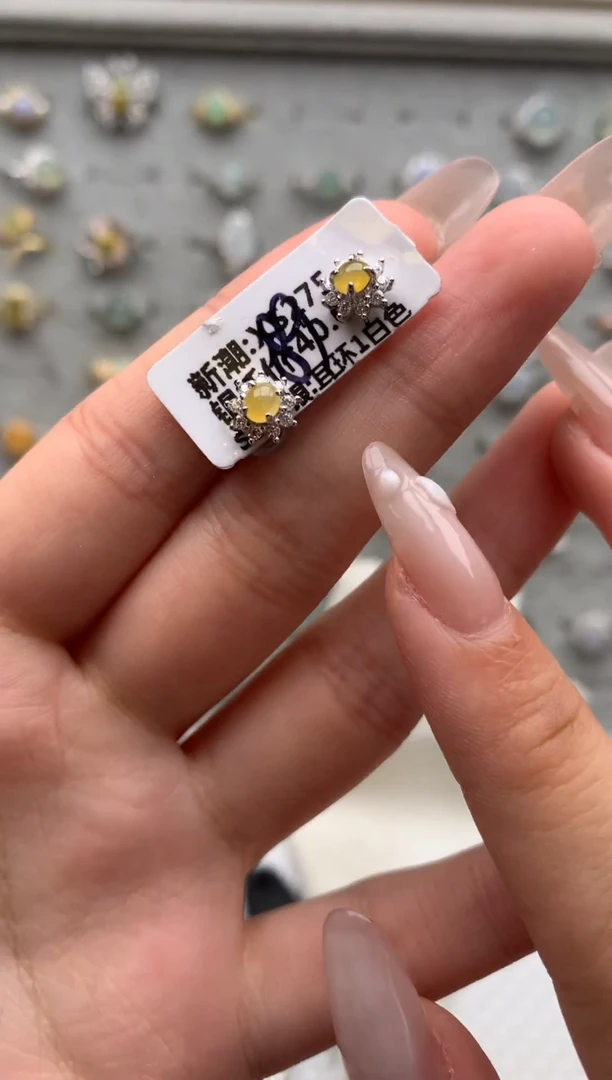 银S925镶嵌戒指翡翠耳饰8