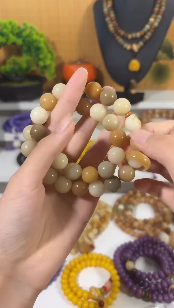 菩提根/象牙果手串卡12多宝圆双圈手持