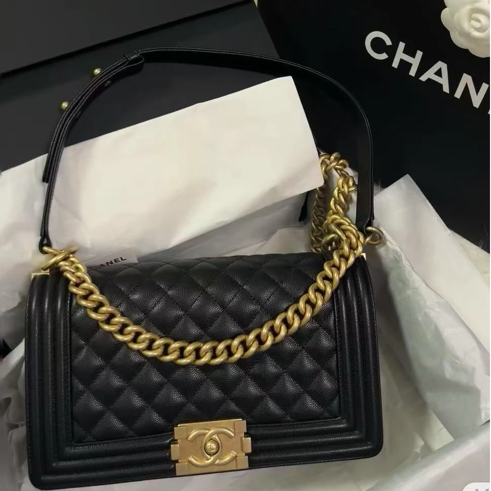 99新 Chanel/香奈儿 7095|香奈儿荔枝皮leboy中号斜挎包|香奈儿