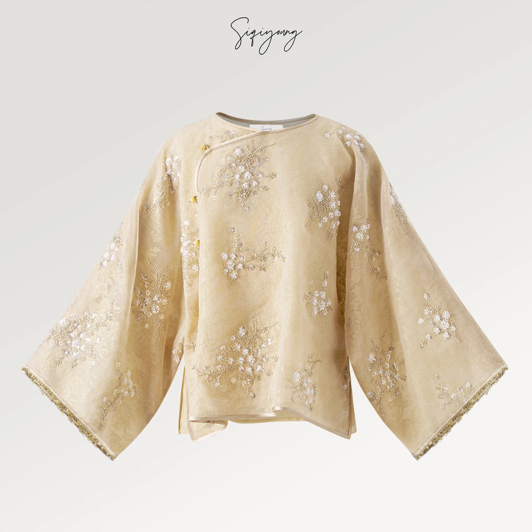 SIQIYOUNG【Maggie精选】金枝玉叶-优雅感钉珠刺绣上衣