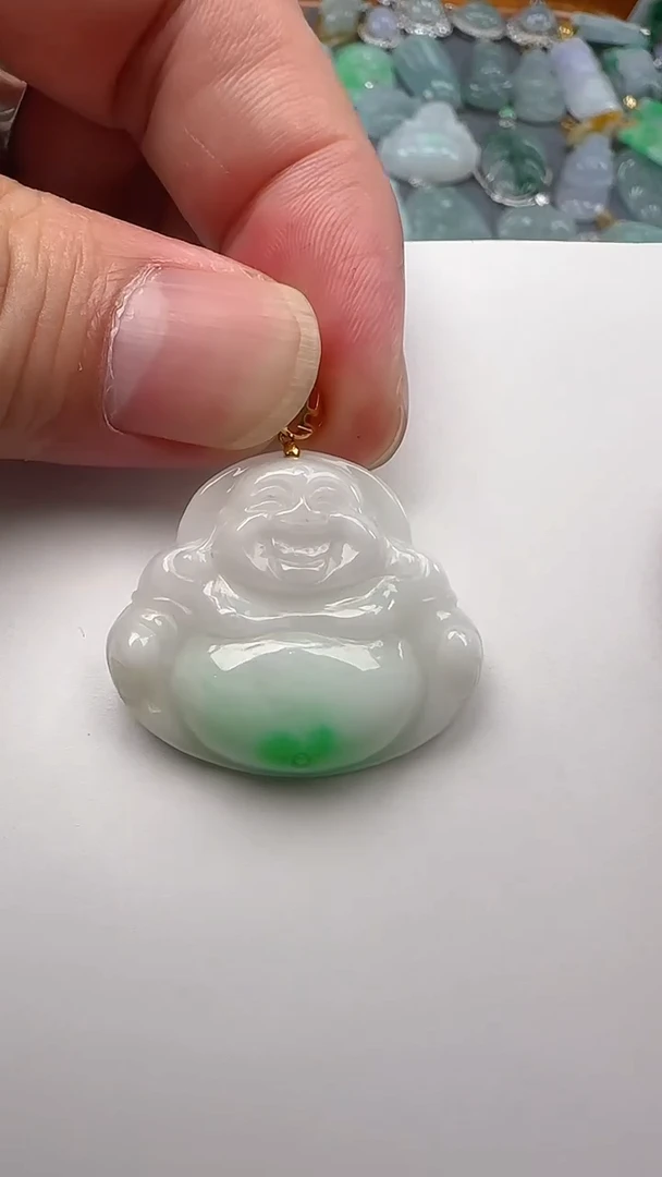翡翠18K金镶嵌吊坠(不含链)佛公