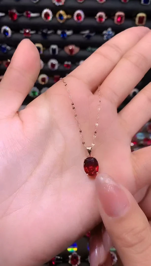 【闪购商品】石榴石吊坠(赠链)银S925镶嵌810