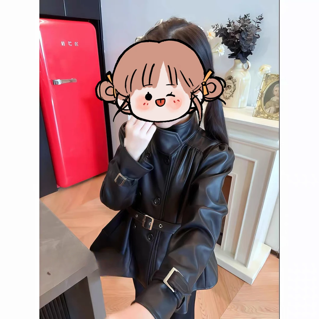 女童皮衣外套秋装2025新款洋气儿童时尚