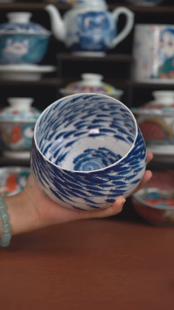 老师作品墨渊百鱼茶渣缸（微瑕福利 ）