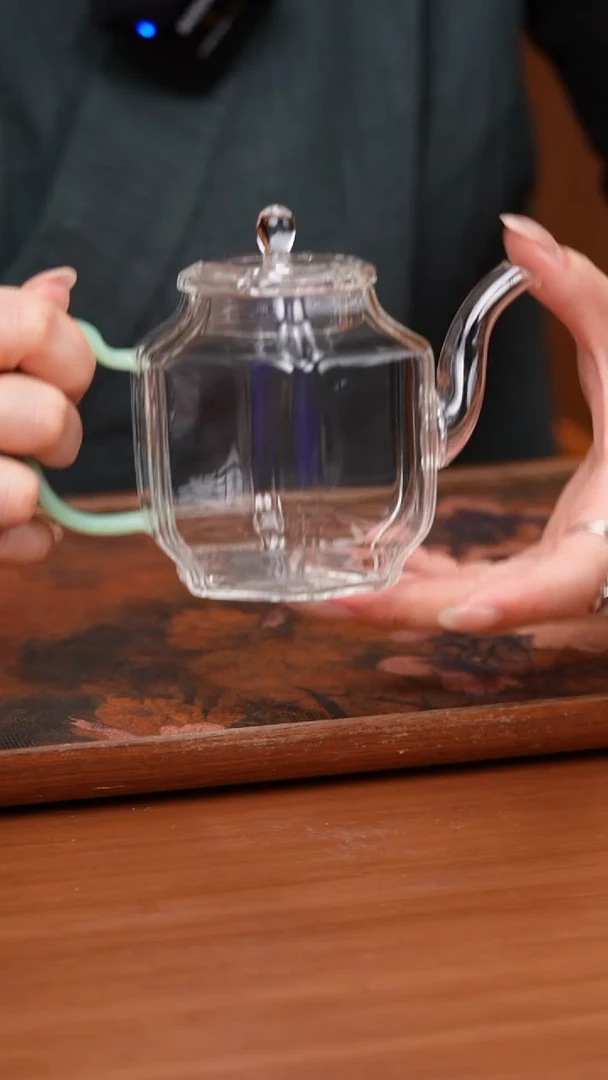 【闪购商品】玻璃茶壶/玲珑壶/粉绿手把/老款