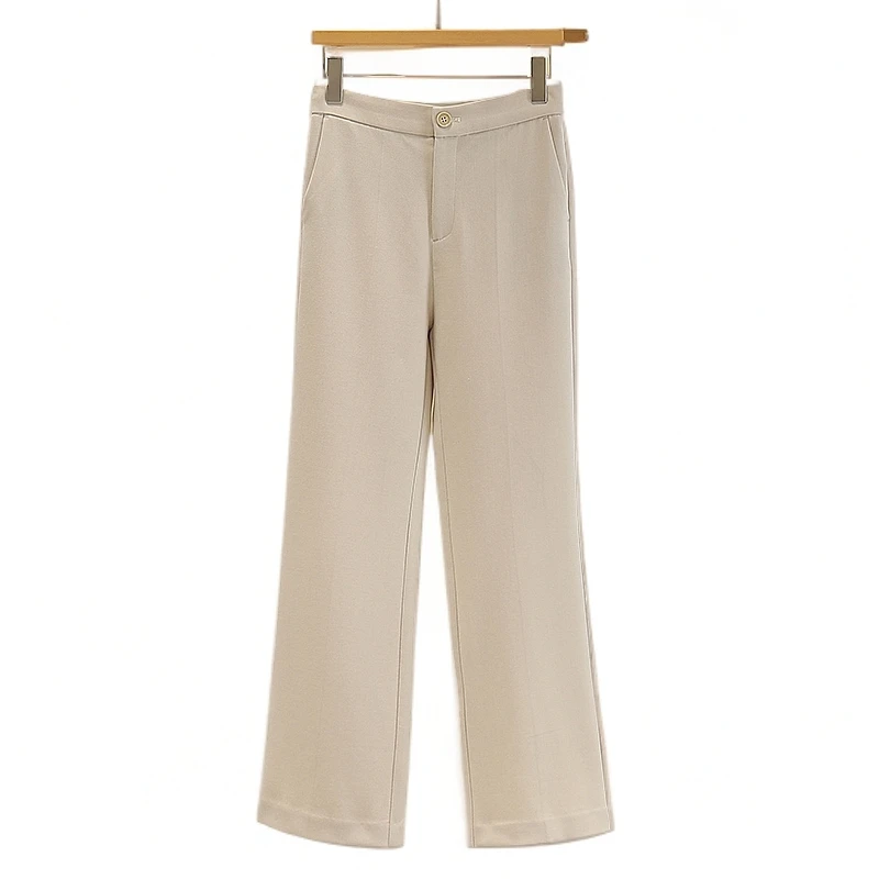 【伍莎-自营】简约气质修身纯色百搭休闲裤#QBY48K010