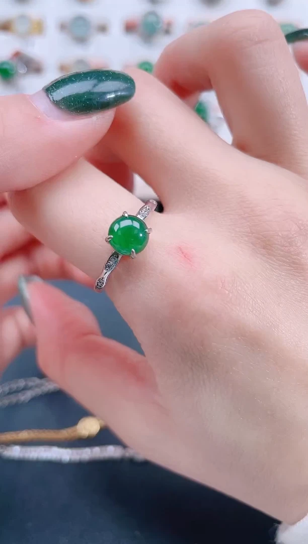 银S925镶嵌戒指翡翠天然翡翠