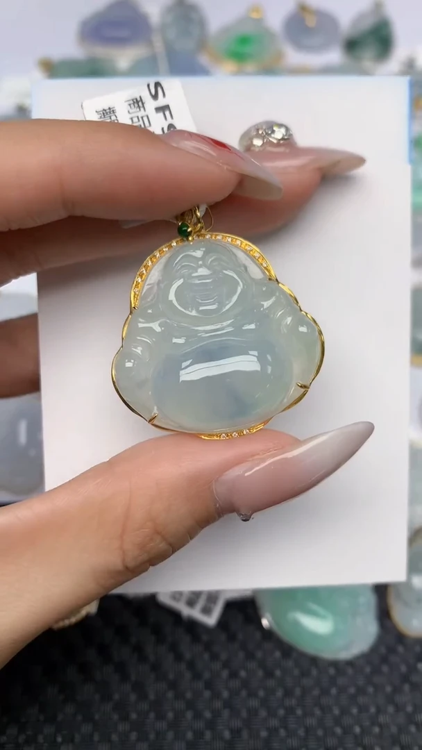 【闪购商品】翡翠颈饰18K金镶嵌天然翡翠A货