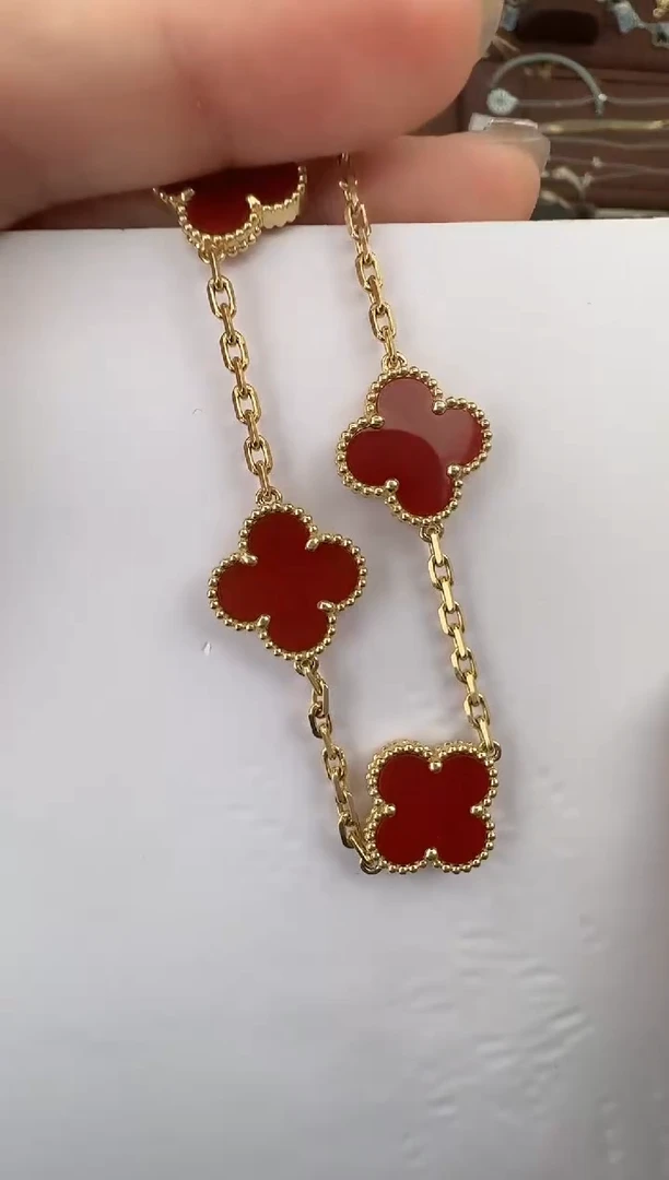 【闪购商品】玛瑙/玉髓手链18K金镶嵌红五花手链（高定款）