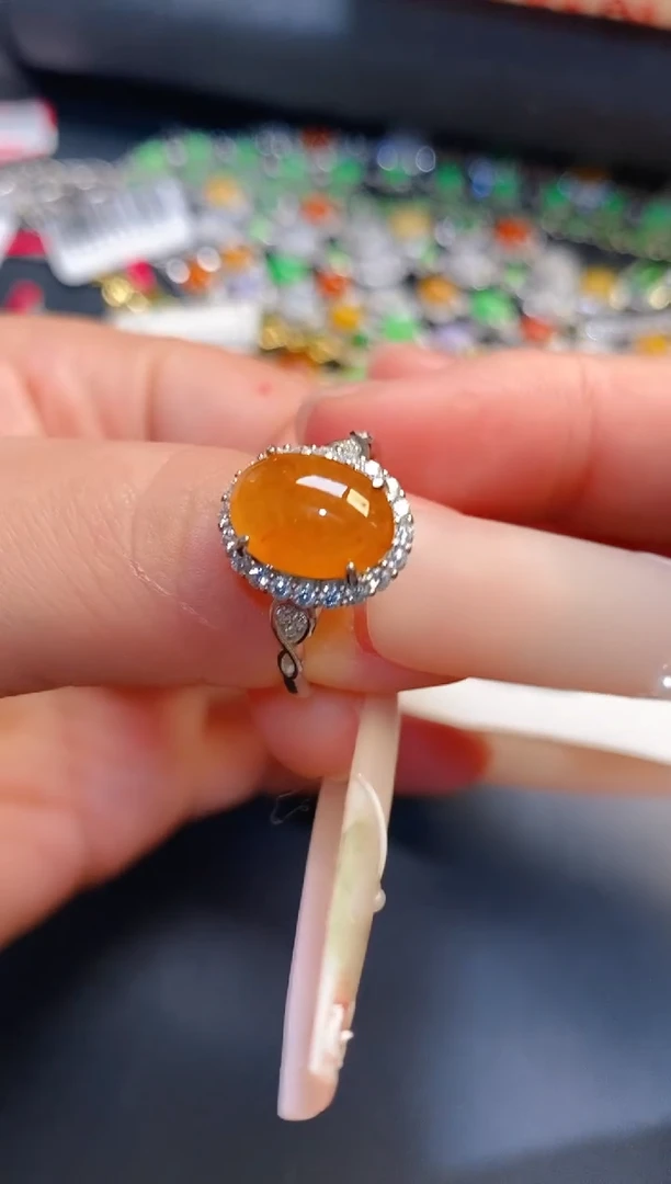 银S925镶嵌戒指翡翠天然