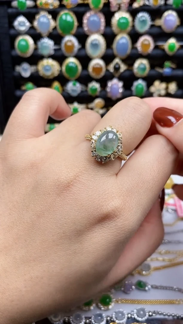 银S925镶嵌戒指翡翠9306