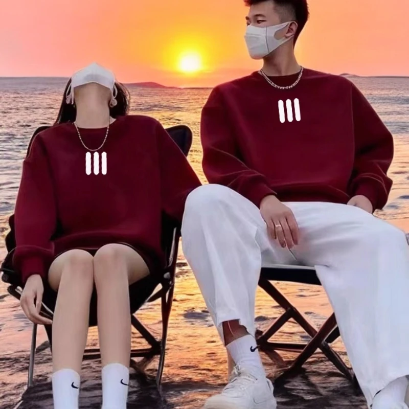 国潮安哥拉红色情侣卫衣本命年高级感重磅秋冬加绒穿搭情侣服卫衣