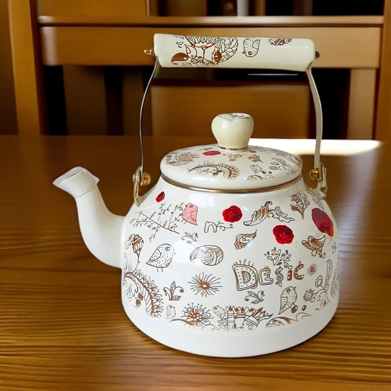 2.5L搪瓷珐琅烧水壶高颜值茶壶家用冷水壶奶茶壶明火电磁炉可用