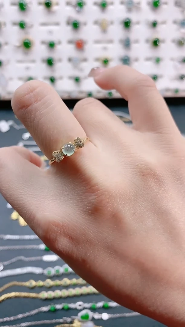 【闪购商品】翡翠戒指银S925镶嵌天然翡翠