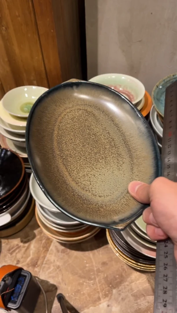 【闪购商品】瓷片348松木手工椭圆盘1个
