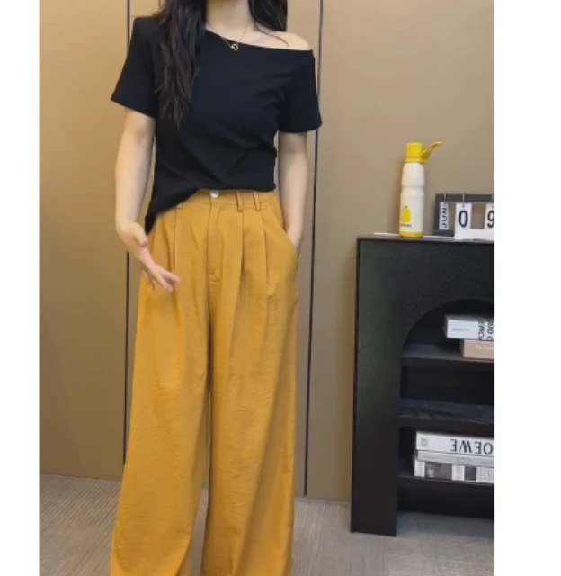 2025夏季新款网红同款洋气韩版潮流设计感休闲上衣裤子女青-F89