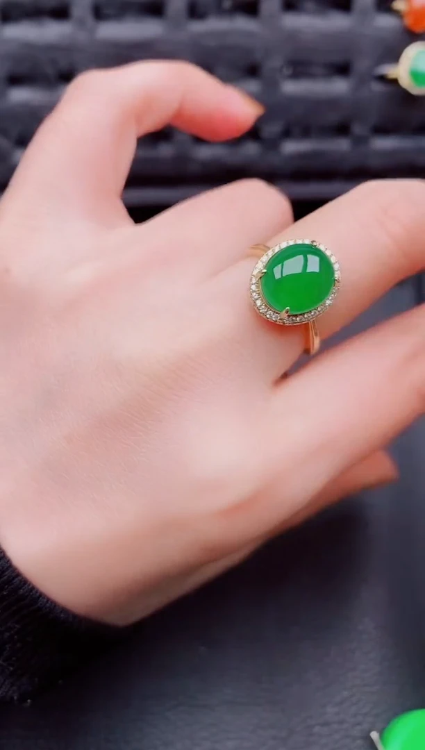 【闪购商品】翡翠戒指银S925镶嵌天然a货翡翠616