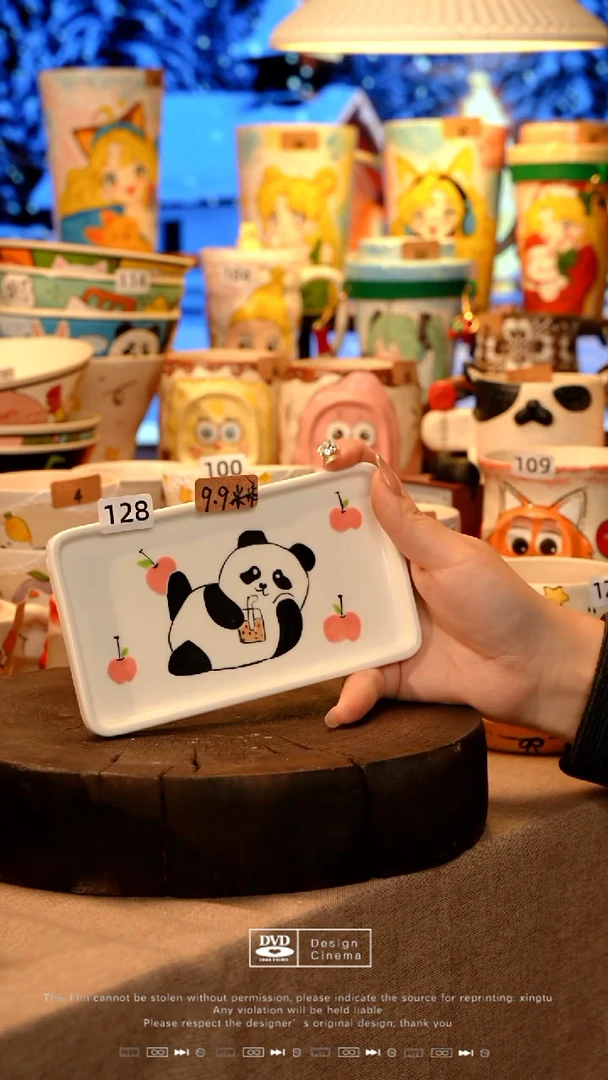 陶瓷128景德镇设计师款手工手绘高温陶瓷