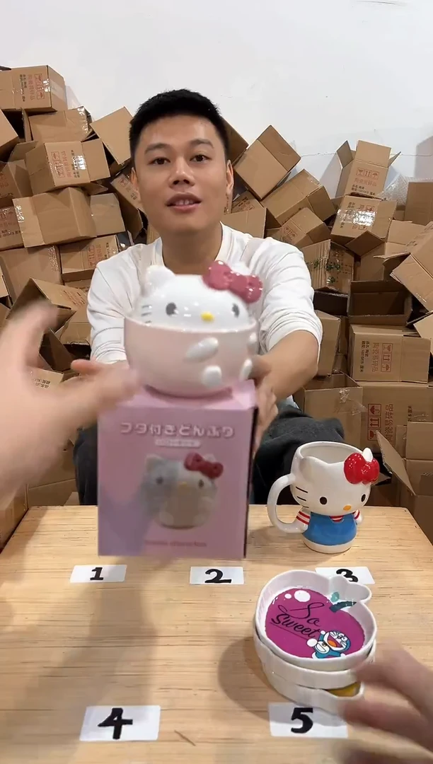 瓷片原盒Q版kt猫炖盅