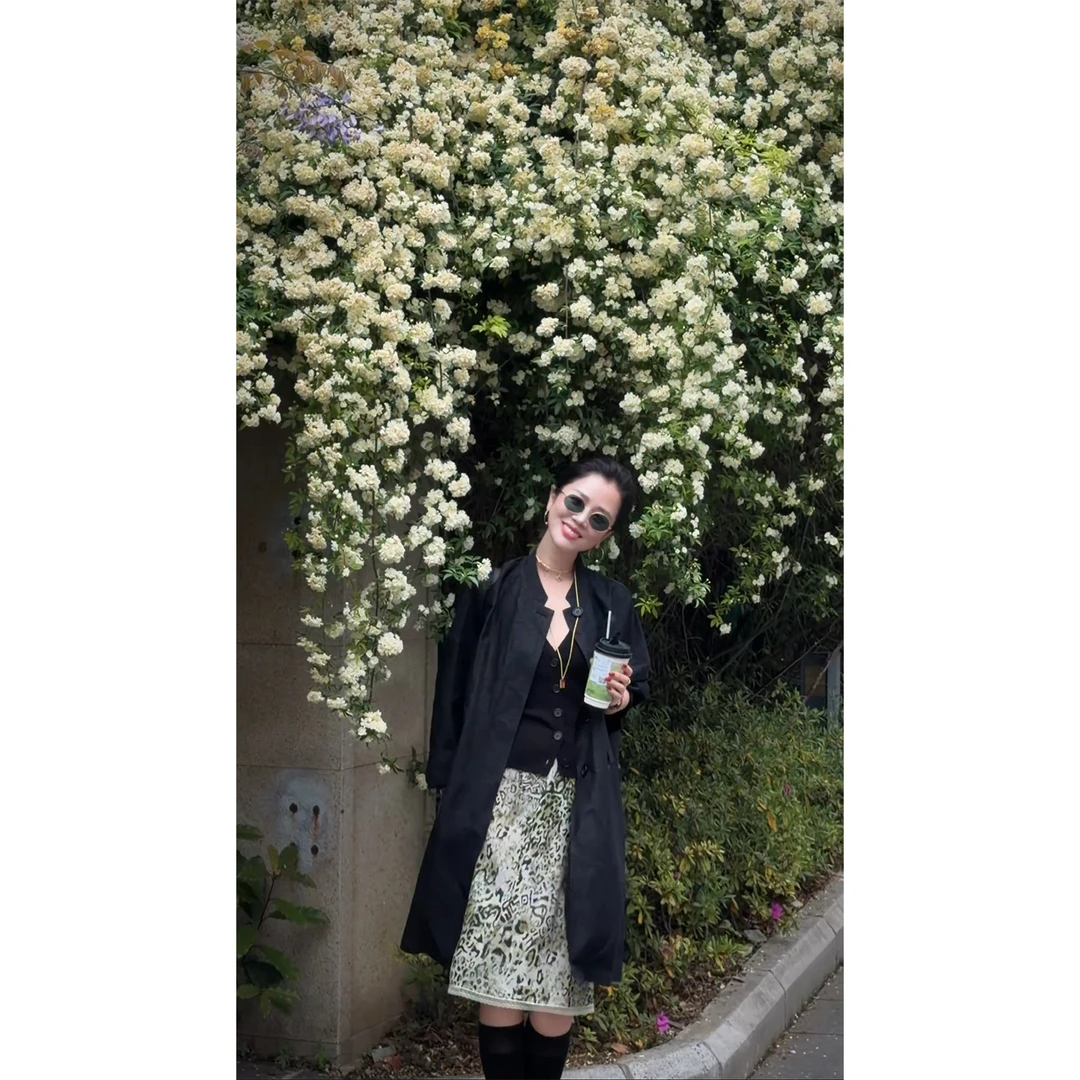 Y【叭哒不惑】玉琉璃 铜氨丝豹纹印花松紧腰显瘦百搭A字半身裙时髦